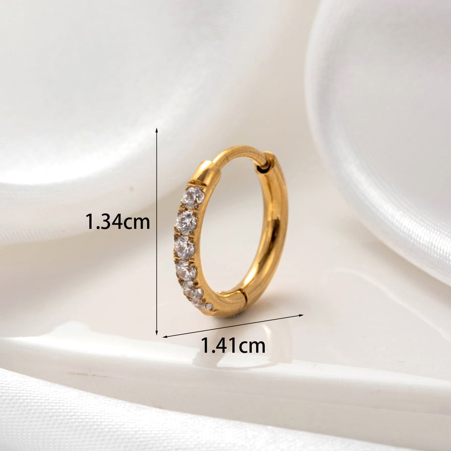 Boucles d'Couleur oreilles créoles pour femmes en cuivre plaqué Couleur or 18 carats avec zircone, série simple, 1 pièce 